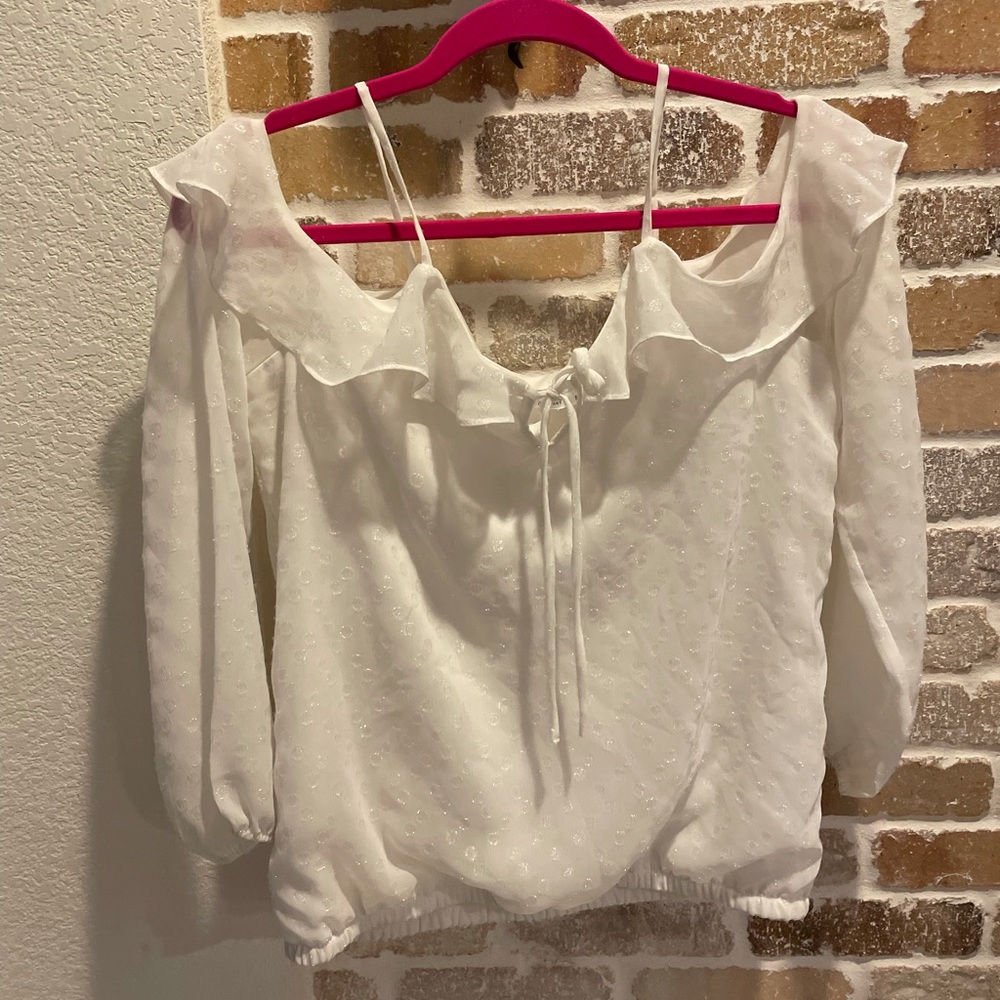 White shirt with sparkly dots